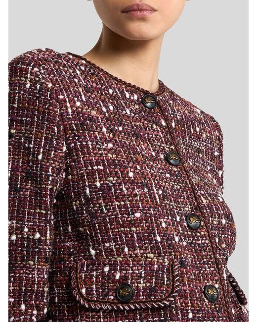 Etro Red Cotton Tweed Jacket