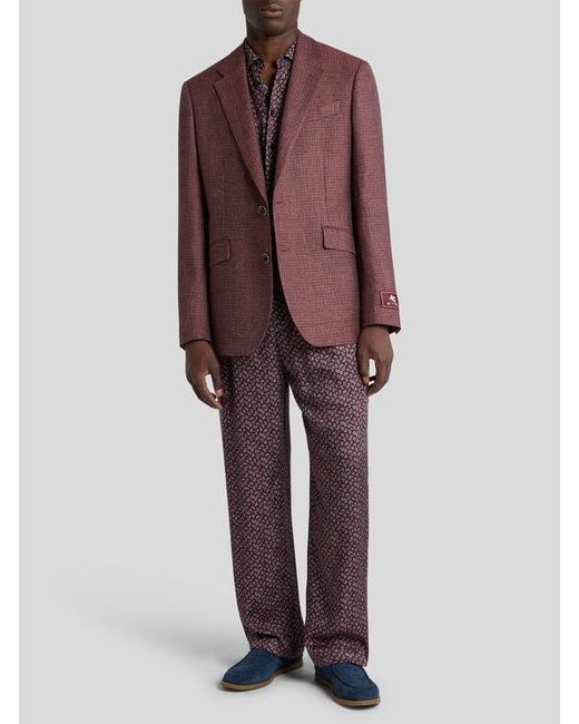 Etro Brown Single-Breasted Wool Mouliné Jacket for men