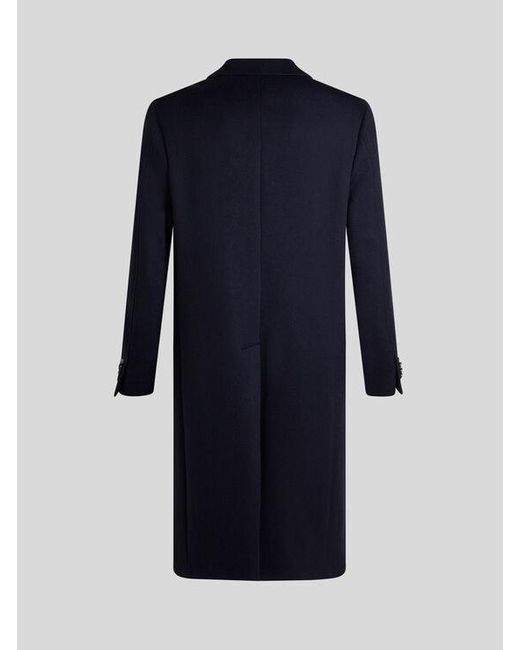 Etro Blue Cashmere Coat for men