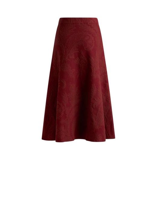 Gonna Midi Con Paisley Floreale Jacquard, Donna, Taglia di Etro in Red