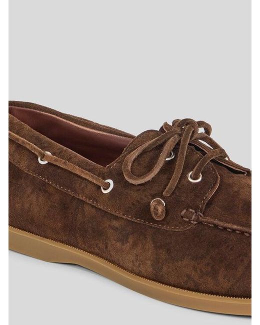 Etro Brown Printed Suede Boat Shoes for men