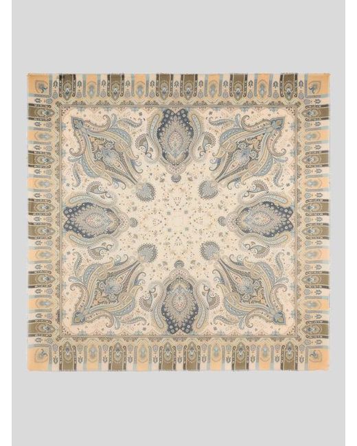 Etro Natural Modal And Cashmere Shawl With Paisley Motif