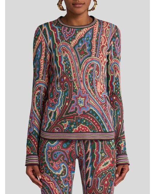 Etro Multicoloured Paisley Jacquard Sweater, , Light