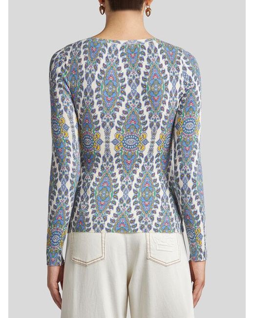 Pull En Soie Mélangée Avec Médaillons Et Motif Paisley, Femme, Taille Etro en coloris Blue