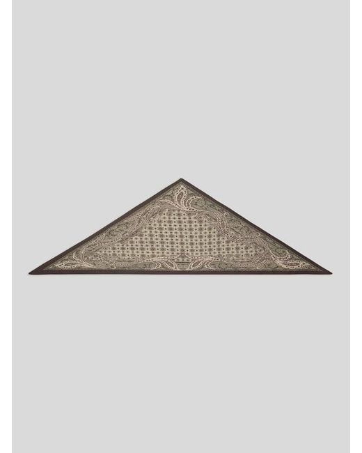 Etro Brown Triangular Wool Scarf With Tie Motif for men