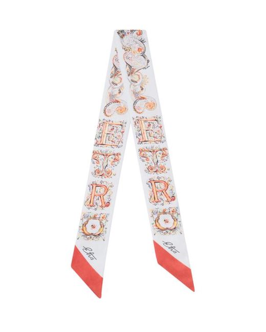 Etro White Silk Paisleyina With Logo And Floral Paisley Motif
