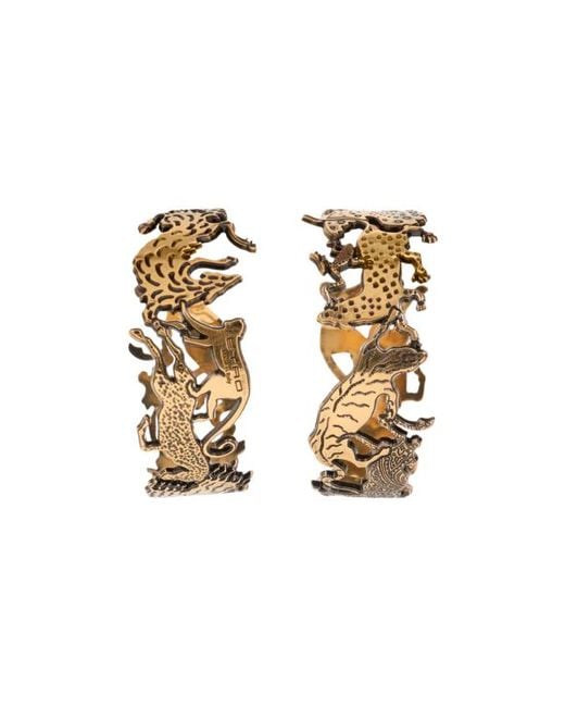 Etro Metallic Hoop Earrings With Animals