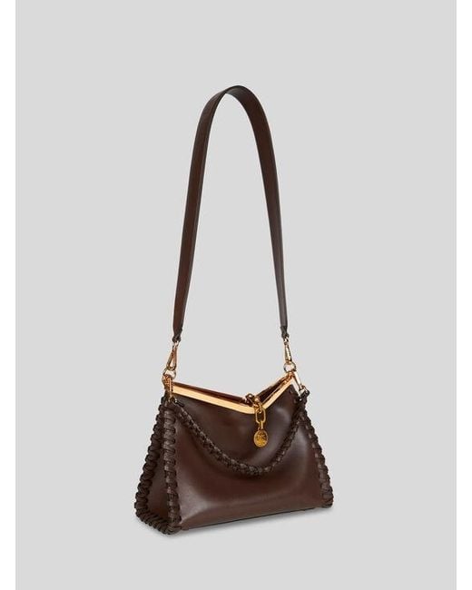 Etro Brown Medium Vela Bag With Thread Work