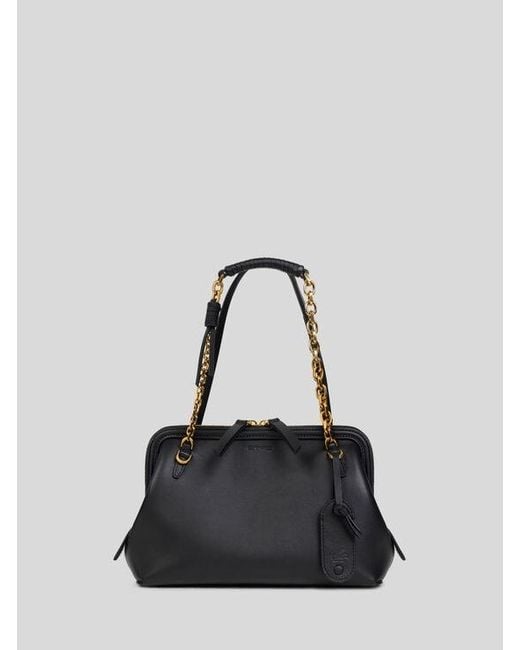 Etro Black Small Leather Doc Shoulder Bag