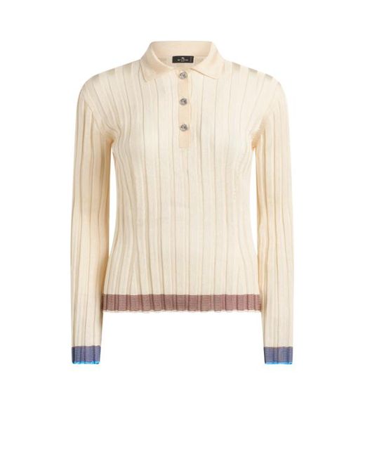 Polo Côtelé Avec Boutons Pegaso, Femme, Taille Etro en coloris White