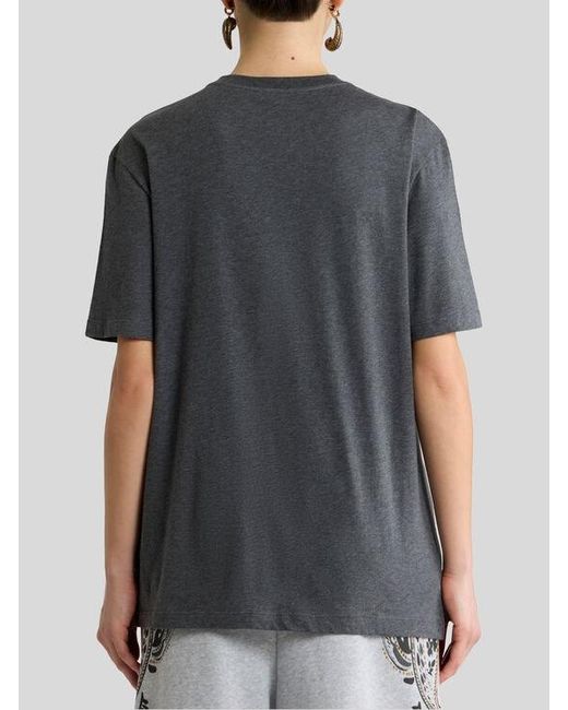 Etro Black Cotton Jersey T-Shirt With Placed Giraffe Print
