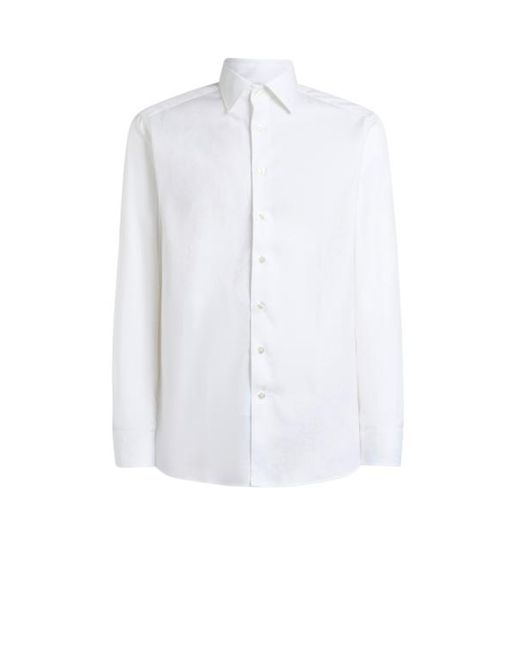 Etro White Cotton Jacquard Shirt With Arnica Motif for men