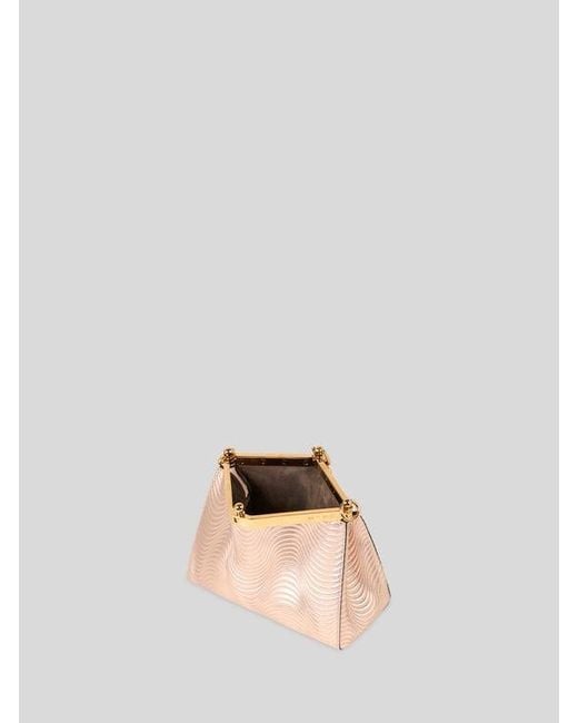 Etro Natural Small Metallic Leather Vela Bag
