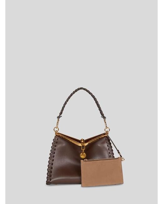 Etro Brown Medium Vela Bag With Thread Work