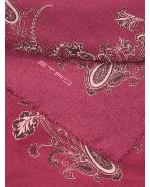 Etro Red Printed Silk Pocket Square for men