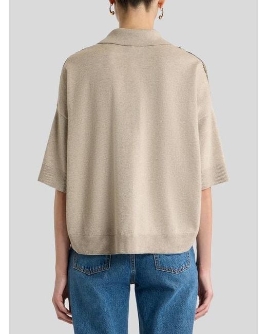 Etro White Wool-Blend Sweater With Placed Animal And Paisley Print