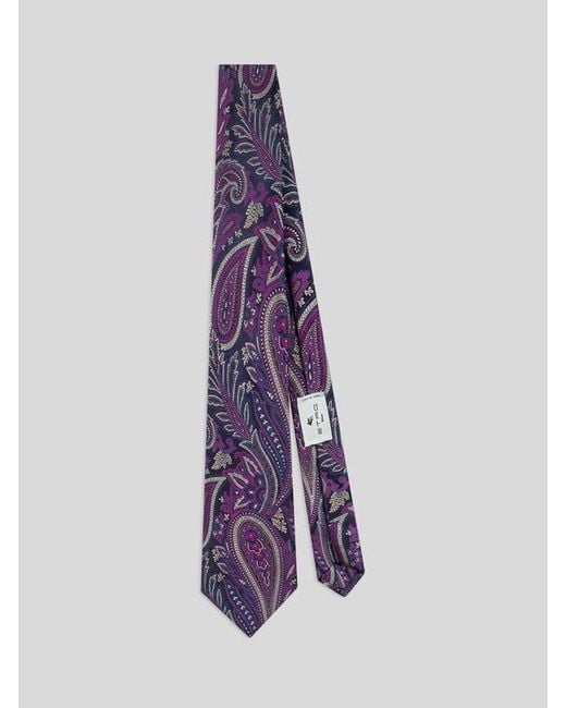 Cravatta di Etro in Purple da Uomo