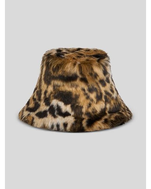 Etro Natural Jacquard And Faux Fur Bucket Hat With Leopard Motif