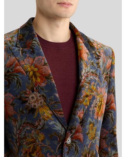 Etro Blue Single-Breasted Jacket for men
