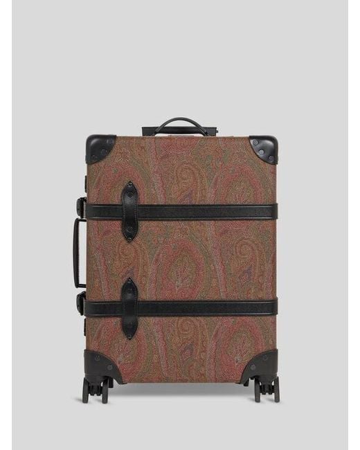 Etro Brown X Globe-Trotter Arnica And Leather Carry-On Case With Buckles for men