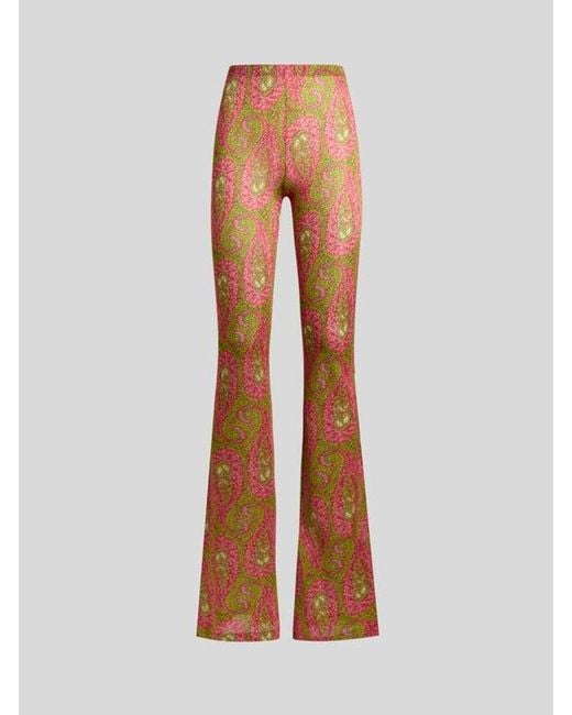 Etro Multicolor Flared Trousers With Paisley Foliage Motif