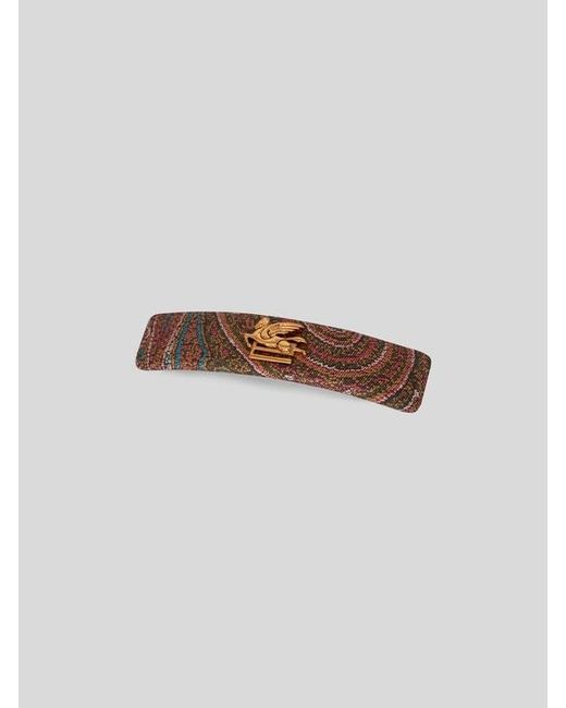Etro White Paisley Hair Clip With Pegaso