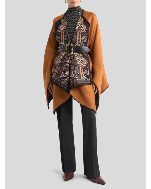 Etro Brown Reversible Wool-Blend Cloth Cape