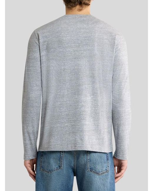 Etro Gray Cotton Sweater With Placed Pegaso Print for men