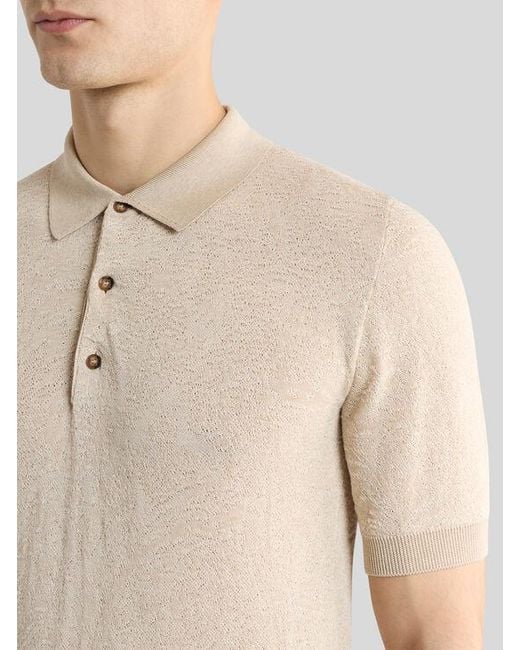 Etro Natural Knit Cotton Polo Shirt With Floral Paisley Motif for men