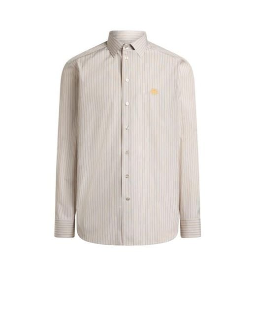 Etro White Striped Cotton Shirt for men