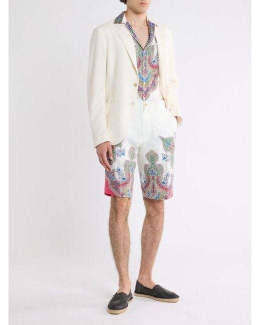 Etro White Single-Breasted Cotton-Blend Jacket for men