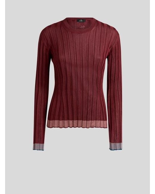 Etro Red Ribbed Sweater