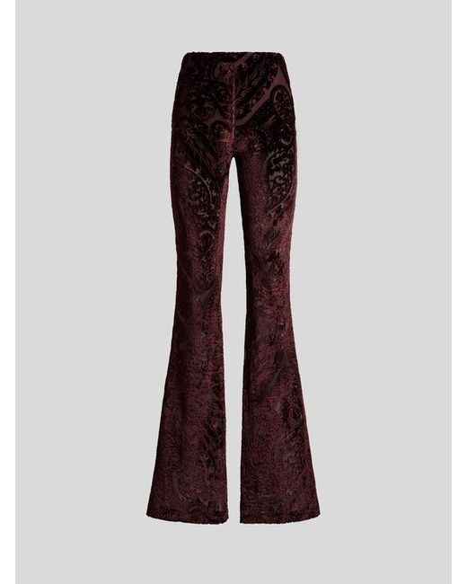 Etro Purple Jacquard Chenille Trousers With Lace Effect