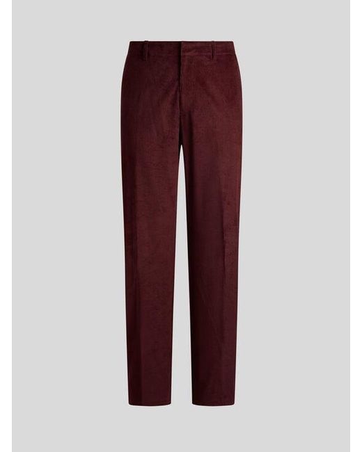 Etro Purple Stretch Cotton Corduroy Trousers for men