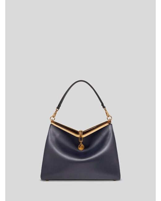 Etro Blue Large Leather Vela Bag