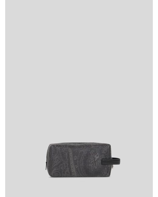 Etro White Essential Small Jacquard Pouch for men