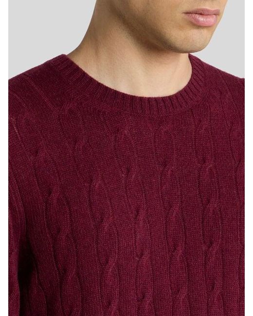Etro Red Cable-Knit Cashmere Sweater for men