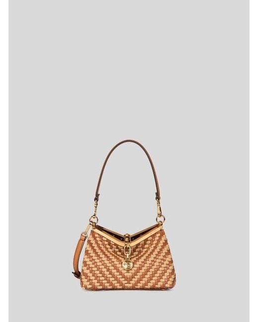 Etro Natural Small Woven Leather And Raffia Vela Bag