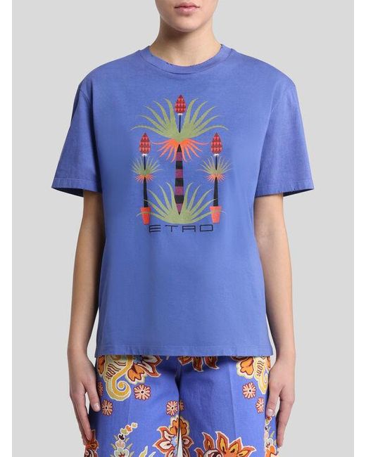 T-Shirt Imprimé X Agostino Iacurci, Femme, Taille Etro en coloris Blue
