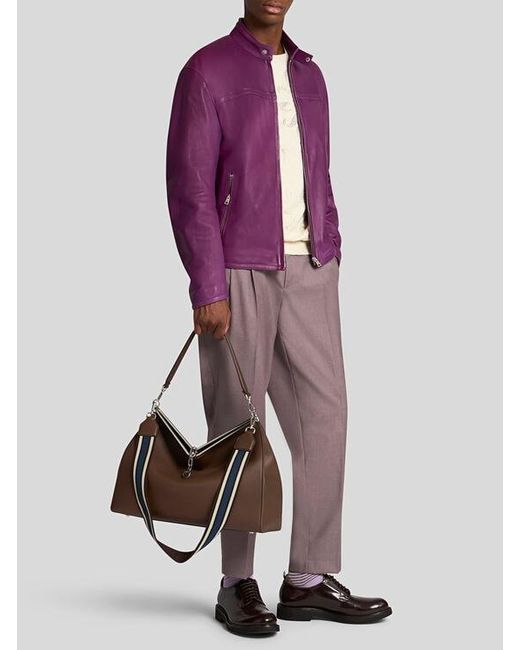 Etro Brown Large Leather Vela Bag for men