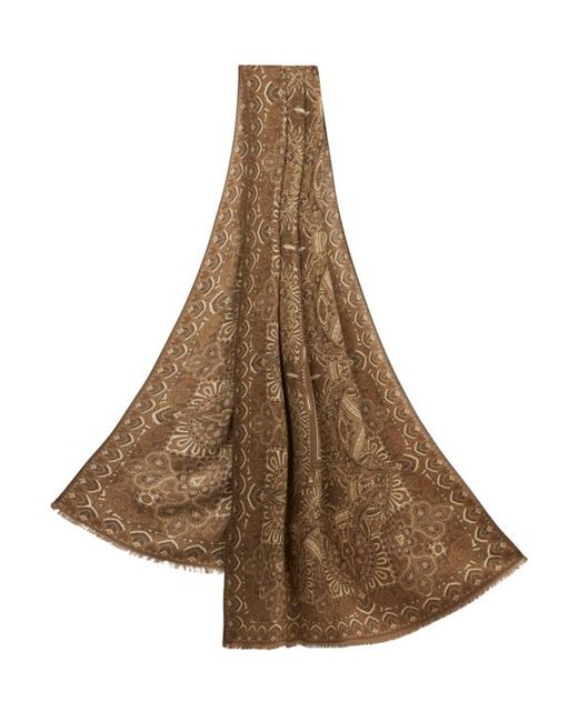 Etro Brown Scarf With Silk Scarf Pattern