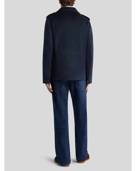 Etro Blue Cashmere Shirt Jacket for men