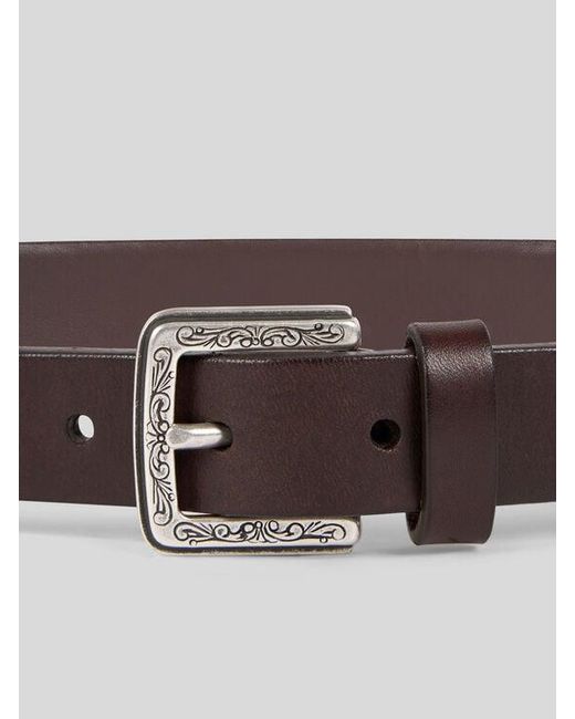 Etro Brown Leather Belt With Embroidered Motif for men