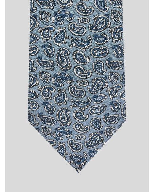 Etro Blue Silk Jacquard Tie With Micro Paisley Motif for men