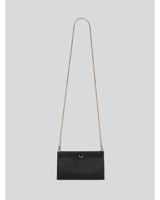 Etro White Mini Leather Clutch Talk With Chain Shoulder Strap