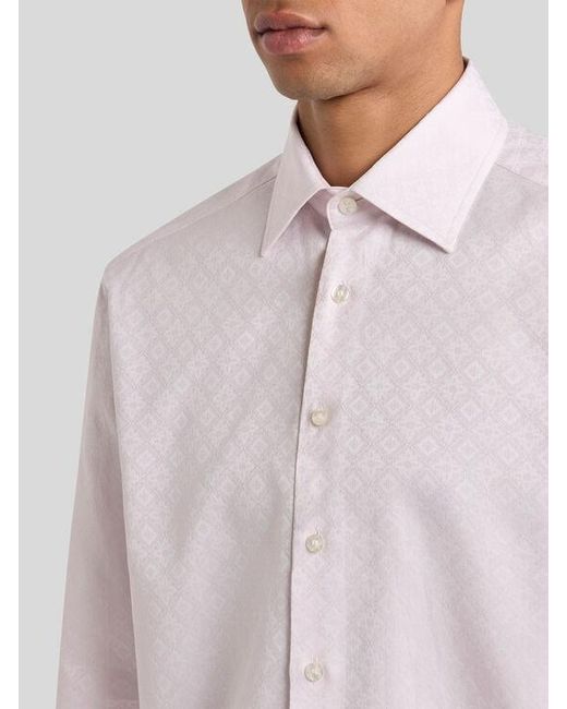 Etro Pink Cotton Jacquard Shirt for men