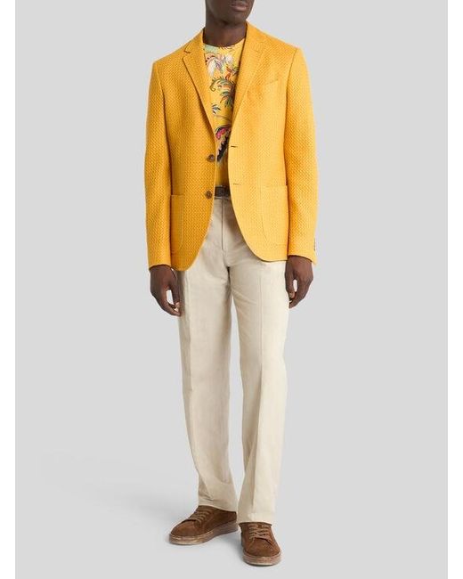 Etro Yellow Cotton Jersey Blazer for men