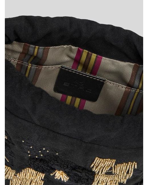 Etro Black Small Suede Kalispera Bag With Embroidery And Beads