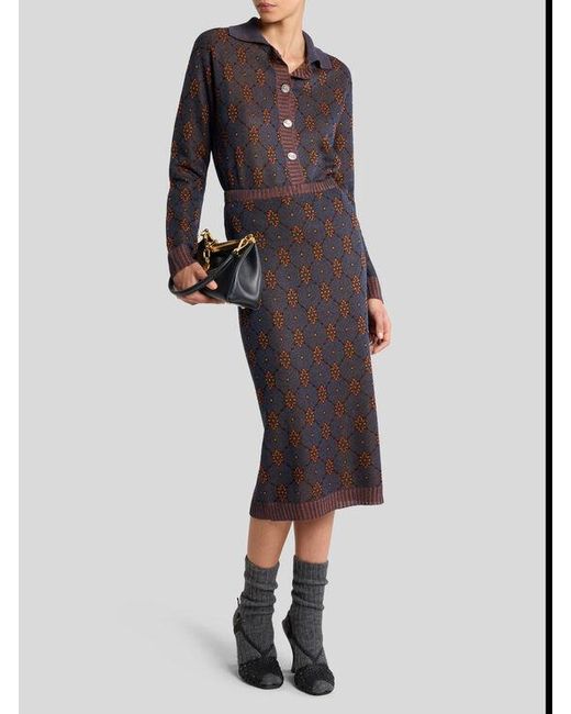 Etro Black Cardigan With Tie-Style Motif