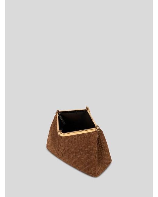 Etro Brown Medium Woven Suede Vela Bag